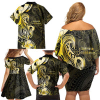Sarcoma Awareness Family Matching Off Shoulder Short Dress and Hawaiian Shirt You Are Stronger Than Sarcoma