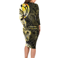 Sarcoma Awareness Long Sleeve Bodycon Dress You Are Stronger Than Sarcoma