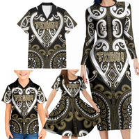 Custom Aotearoa Waikato Tainui Family Matching Long Sleeve Bodycon Dress and Hawaiian Shirt Maori Tribal Pattern LT05 - Polynesian Pride