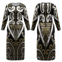 Custom Aotearoa Waikato Tainui Family Matching Long Sleeve Bodycon Dress and Hawaiian Shirt Maori Tribal Pattern LT05 Mom's Dress Dark Yellow - Polynesian Pride