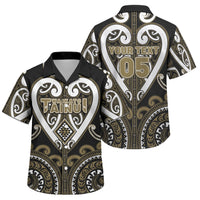 Custom Aotearoa Waikato Tainui Family Matching Off Shoulder Maxi Dress and Hawaiian Shirt Maori Tribal Pattern LT05 Son's Shirt Dark Yellow - Polynesian Pride