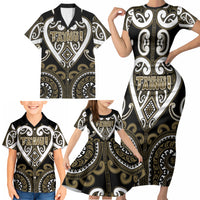 Custom Aotearoa Waikato Tainui Family Matching Short Sleeve Bodycon Dress and Hawaiian Shirt Maori Tribal Pattern LT05 - Polynesian Pride