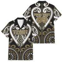 Custom Aotearoa Waikato Tainui Family Matching Tank Maxi Dress and Hawaiian Shirt Maori Tribal Pattern LT05 Dad's Shirt - Short Sleeve Dark Yellow - Polynesian Pride