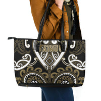 Aotearoa Waikato Tainui Leather Tote Bag Maori Tribal Pattern