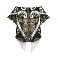 Custom Aotearoa Waikato Tainui Off Shoulder Wrap Waist Top Maori Tribal Pattern LT05 - Polynesian Pride