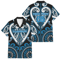 Custom Aotearoa Ngati Kahungunu Family Matching Off Shoulder Short Dress and Hawaiian Shirt Maori Tribal Pattern LT05 Dad's Shirt - Short Sleeve Blue - Polynesian Pride