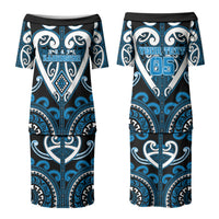 Custom Aotearoa Ngati Kahungunu Family Matching Puletasi and Hawaiian Shirt Maori Tribal Pattern LT05 Mom's Dress Blue - Polynesian Pride