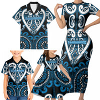 Custom Aotearoa Ngati Kahungunu Family Matching Short Sleeve Bodycon Dress and Hawaiian Shirt Maori Tribal Pattern LT05 - Polynesian Pride