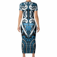 Custom Aotearoa Ngati Kahungunu Short Sleeve Bodycon Dress Maori Tribal Pattern