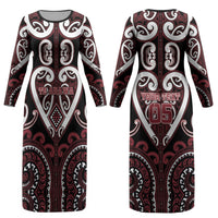 Custom Aotearoa Te Arawa Couples Matching Long Sleeve Bodycon Dress and Long Sleeve Button Shirt Maori Tribal Pattern