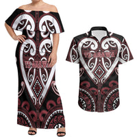 Custom Aotearoa Te Arawa Couples Matching Off Shoulder Maxi Dress and Hawaiian Shirt Maori Tribal Pattern