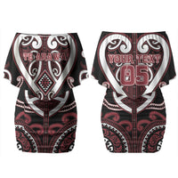 Custom Aotearoa Te Arawa Couples Matching Off Shoulder Short Dress and Hawaiian Shirt Maori Tribal Pattern