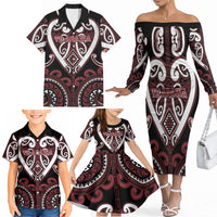 Custom Aotearoa Te Arawa Family Matching Off The Shoulder Long Sleeve Dress and Hawaiian Shirt Maori Tribal Pattern LT05 - Polynesian Pride