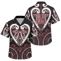Custom Aotearoa Te Arawa Family Matching Off Shoulder Maxi Dress and Hawaiian Shirt Maori Tribal Pattern LT05 Son's Shirt Red - Polynesian Pride