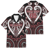Custom Aotearoa Te Arawa Family Matching Puletasi and Hawaiian Shirt Maori Tribal Pattern LT05 Dad's Shirt - Short Sleeve Red - Polynesian Pride