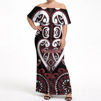 Custom Aotearoa Te Arawa Off Shoulder Maxi Dress Maori Tribal Pattern LT05 Women Red - Polynesian Pride