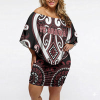 Custom Aotearoa Te Arawa Off Shoulder Short Dress Maori Tribal Pattern LT05 Women Red - Polynesian Pride