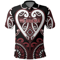 Custom Aotearoa Te Arawa Polo Shirt Maori Tribal Pattern LT05 Red - Polynesian Pride