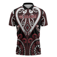 Custom Aotearoa Te Arawa Zipper Polo Shirt Maori Tribal Pattern LT05 Red - Polynesian Pride