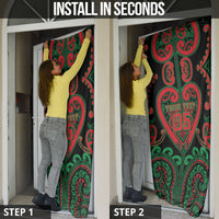 Custom Aotearoa Ngai Tuhoe Door Cover Maori Tribal Pattern