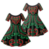 Custom Aotearoa Ngai Tuhoe Family Matching Long Sleeve Bodycon Dress and Hawaiian Shirt Maori Tribal Pattern LT05 Daughter's Dress Black - Polynesian Pride