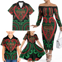 Custom Aotearoa Ngai Tuhoe Family Matching Off The Shoulder Long Sleeve Dress and Hawaiian Shirt Maori Tribal Pattern LT05 - Polynesian Pride