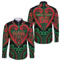 Custom Aotearoa Ngai Tuhoe Family Matching Puletasi and Hawaiian Shirt Maori Tribal Pattern LT05 Dad's Shirt - Long Sleeve Black - Polynesian Pride