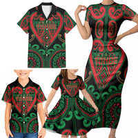 Custom Aotearoa Ngai Tuhoe Family Matching Short Sleeve Bodycon Dress and Hawaiian Shirt Maori Tribal Pattern LT05 - Polynesian Pride