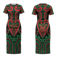 Custom Aotearoa Ngai Tuhoe Family Matching Short Sleeve Bodycon Dress and Hawaiian Shirt Maori Tribal Pattern