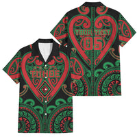 Custom Aotearoa Ngai Tuhoe Family Matching Short Sleeve Bodycon Dress and Hawaiian Shirt Maori Tribal Pattern LT05 Dad's Shirt - Short Sleeve Black - Polynesian Pride