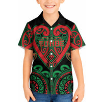 Custom Aotearoa Ngai Tuhoe Kid Hawaiian Shirt Maori Tribal Pattern LT05 Kid Black - Polynesian Pride