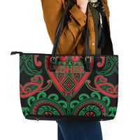 Aotearoa Ngai Tuhoe Leather Tote Bag Maori Tribal Pattern