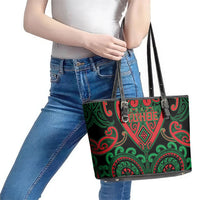 Aotearoa Ngai Tuhoe Leather Tote Bag Maori Tribal Pattern