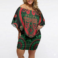 Custom Aotearoa Ngai Tuhoe Off Shoulder Short Dress Maori Tribal Pattern LT05 Women Black - Polynesian Pride