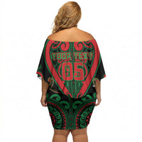 Custom Aotearoa Ngai Tuhoe Off Shoulder Short Dress Maori Tribal Pattern LT05 - Polynesian Pride