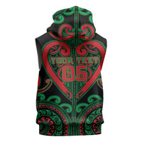 Custom Aotearoa Ngai Tuhoe Sleeveless Zip Hoodie Maori Tribal Pattern