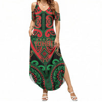 Custom Aotearoa Ngai Tuhoe Summer Maxi Dress Maori Tribal Pattern LT05 Women Black - Polynesian Pride