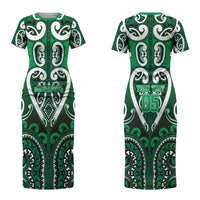 Custom Aotearoa Ngati Maniapoto Couples Matching Short Sleeve Bodycon Dress and Long Sleeve Button Shirt Maori Tribal Pattern LT05 - Polynesian Pride