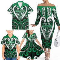 Custom Aotearoa Ngati Maniapoto Family Matching Off The Shoulder Long Sleeve Dress and Hawaiian Shirt Maori Tribal Pattern LT05 - Polynesian Pride
