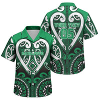 Custom Aotearoa Ngati Maniapoto Family Matching Puletasi and Hawaiian Shirt Maori Tribal Pattern LT05 Son's Shirt Green - Polynesian Pride
