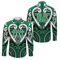 Custom Aotearoa Ngati Maniapoto Family Matching Tank Maxi Dress and Hawaiian Shirt Maori Tribal Pattern LT05 Dad's Shirt - Long Sleeve Green - Polynesian Pride