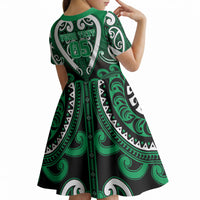Custom Aotearoa Ngati Maniapoto Kid Short Sleeve Dress Maori Tribal Pattern LT05 - Polynesian Pride