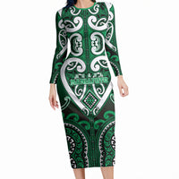 Custom Aotearoa Ngati Maniapoto Long Sleeve Bodycon Dress Maori Tribal Pattern