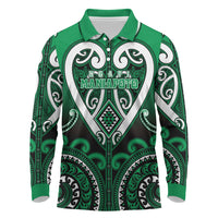 Custom Aotearoa Ngati Maniapoto Long Sleeve Polo Shirt Maori Tribal Pattern