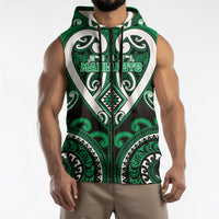 Custom Aotearoa Ngati Maniapoto Sleeveless Zip Hoodie Maori Tribal Pattern