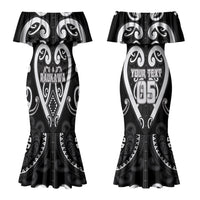Custom Aotearoa Ngati Raukawa Couples Matching Mermaid Dress and Long Sleeve Button Shirt Maori Tribal Pattern