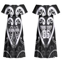 Custom Aotearoa Ngati Raukawa Couples Matching Off Shoulder Maxi Dress and Hawaiian Shirt Maori Tribal Pattern