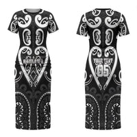 Custom Aotearoa Ngati Raukawa Couples Matching Short Sleeve Bodycon Dress and Long Sleeve Button Shirt Maori Tribal Pattern LT05 - Polynesian Pride