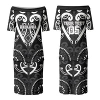 Custom Aotearoa Ngati Raukawa Family Matching Puletasi and Hawaiian Shirt Maori Tribal Pattern LT05 Mom's Dress Black - Polynesian Pride