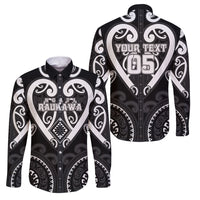 Custom Aotearoa Ngati Raukawa Family Matching Puletasi and Hawaiian Shirt Maori Tribal Pattern LT05 Dad's Shirt - Long Sleeve Black - Polynesian Pride